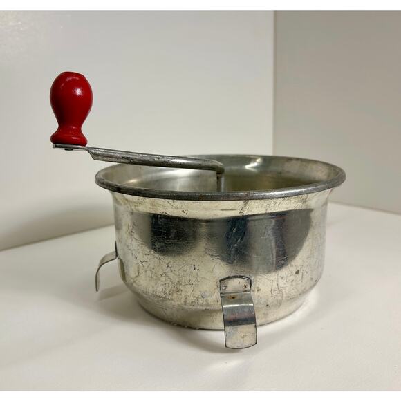 Foley Food Mill, MCM Kitchen Sieve - Vintage 30s Farmhouse, Red Wooden Handles - Picture 4 of 8